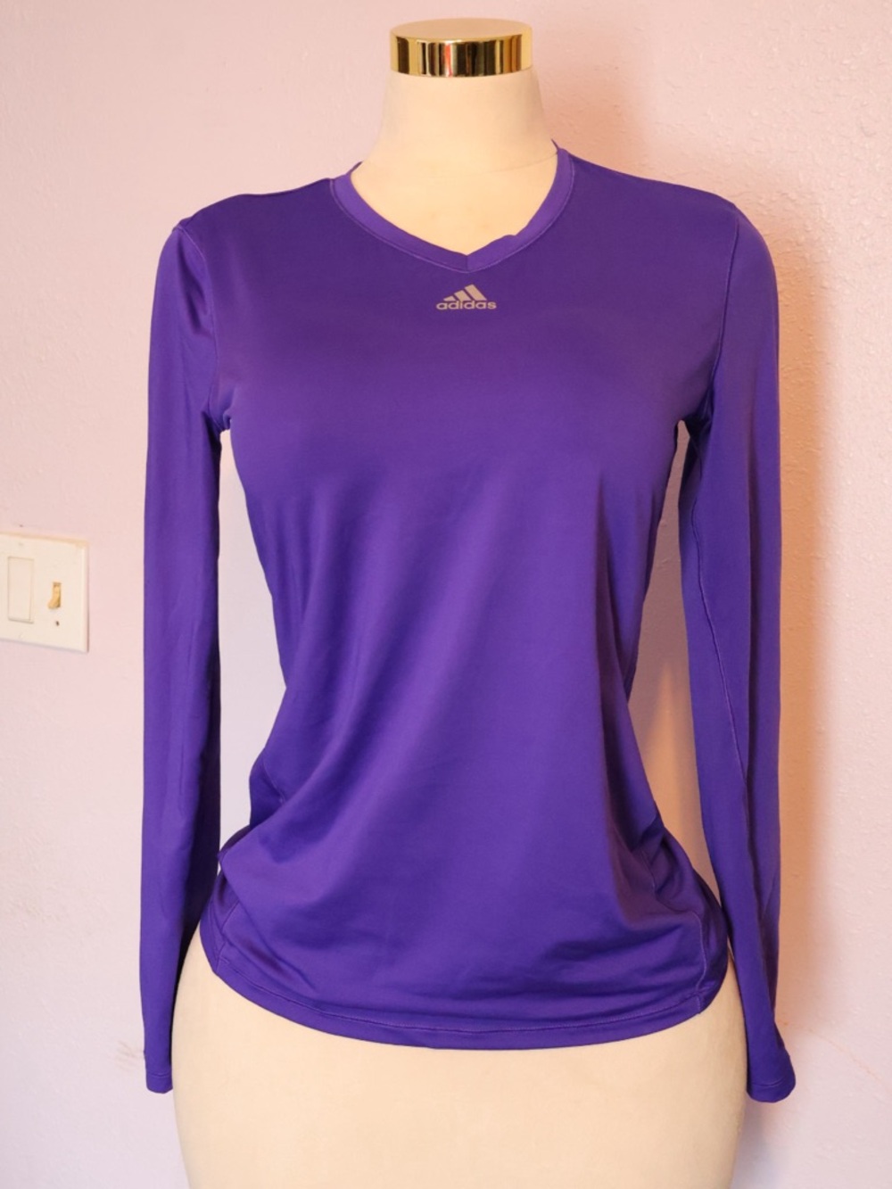 adidas Purple Long-Sleeve Athletic Tee